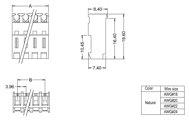 M7060(I)R-N IDC dimension M7060(I)RN IDC méret
