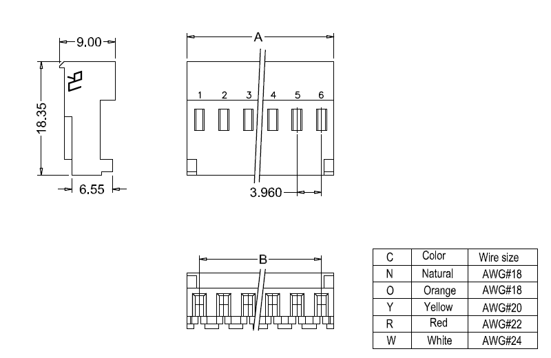 M7060R-N-C-P-R IDC dimensions M7060R-NCPR IDC méretek