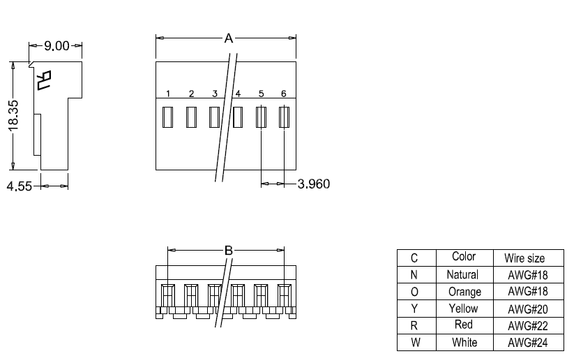 M7060R-N-C-P IDC dimensions M7060R-NCP IDC méretei