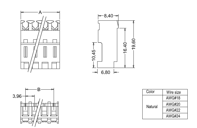M7060(I)R-N-R IDC dimension M7060(I)RNR IDC méret